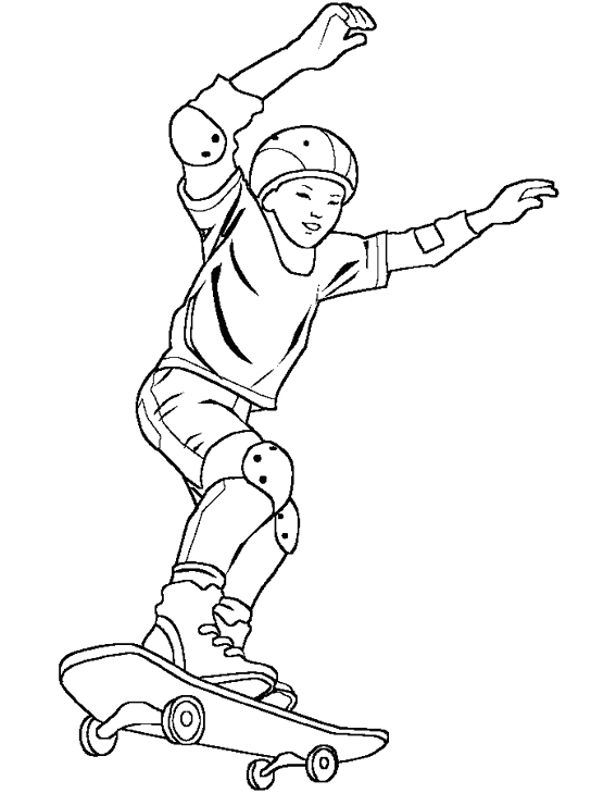 Coloriage d'un skateboard avec un motif stylisé et dynamique