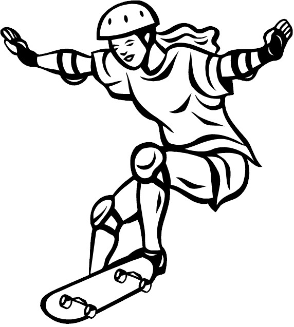Coloriage d'un skateboard sur une planche à roulettes en mouvement