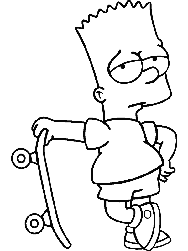 Coloriage d'une planche à roulettes sur un fond simple
