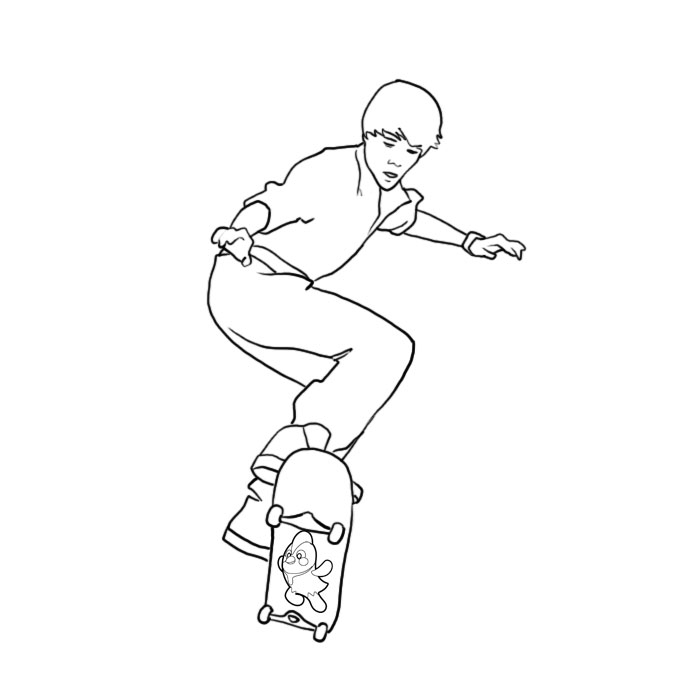 Coloriage d'un skateboard sur une planche à roulettes avec des détails dynamiques