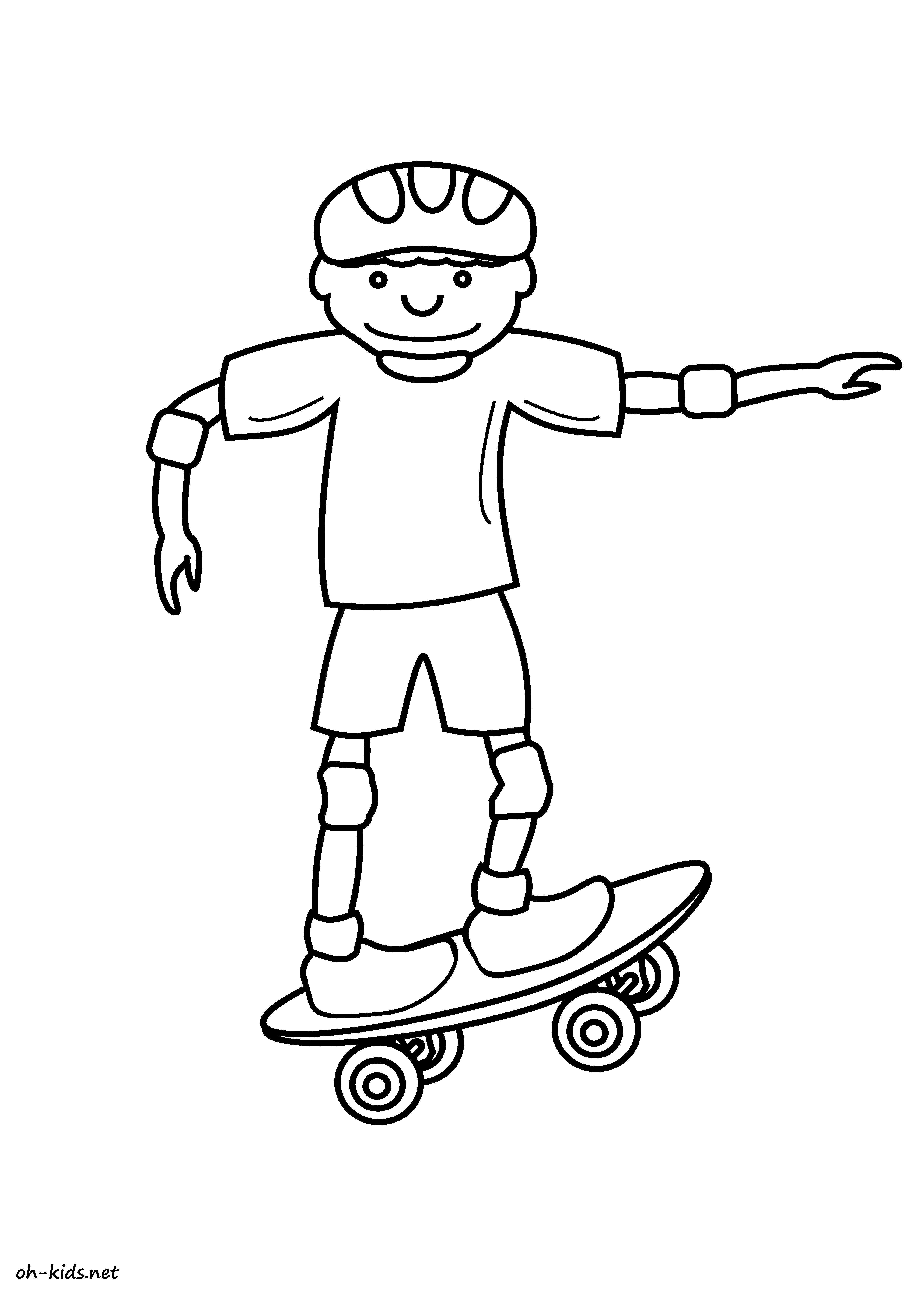 Coloriage d'un skateboard sur une surface plane