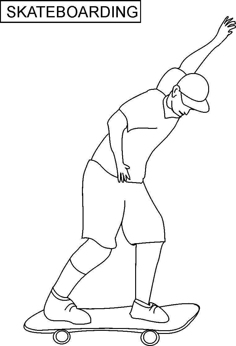 Coloriage d'un skateboard sur un fond dynamique