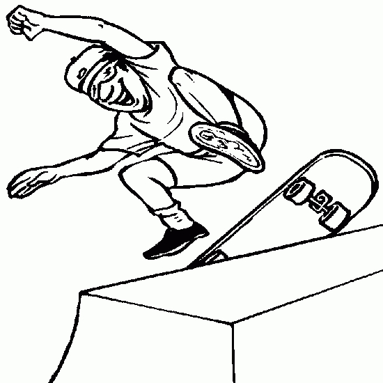 Coloriage d'un skateboard en action sur une planche à roulettes