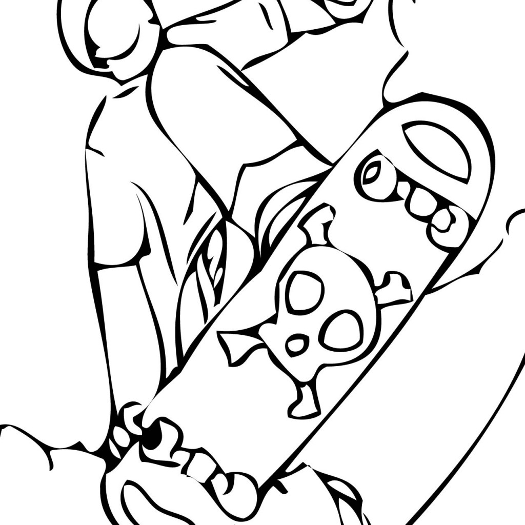 Coloriage d'un skateboard sur une surface plane