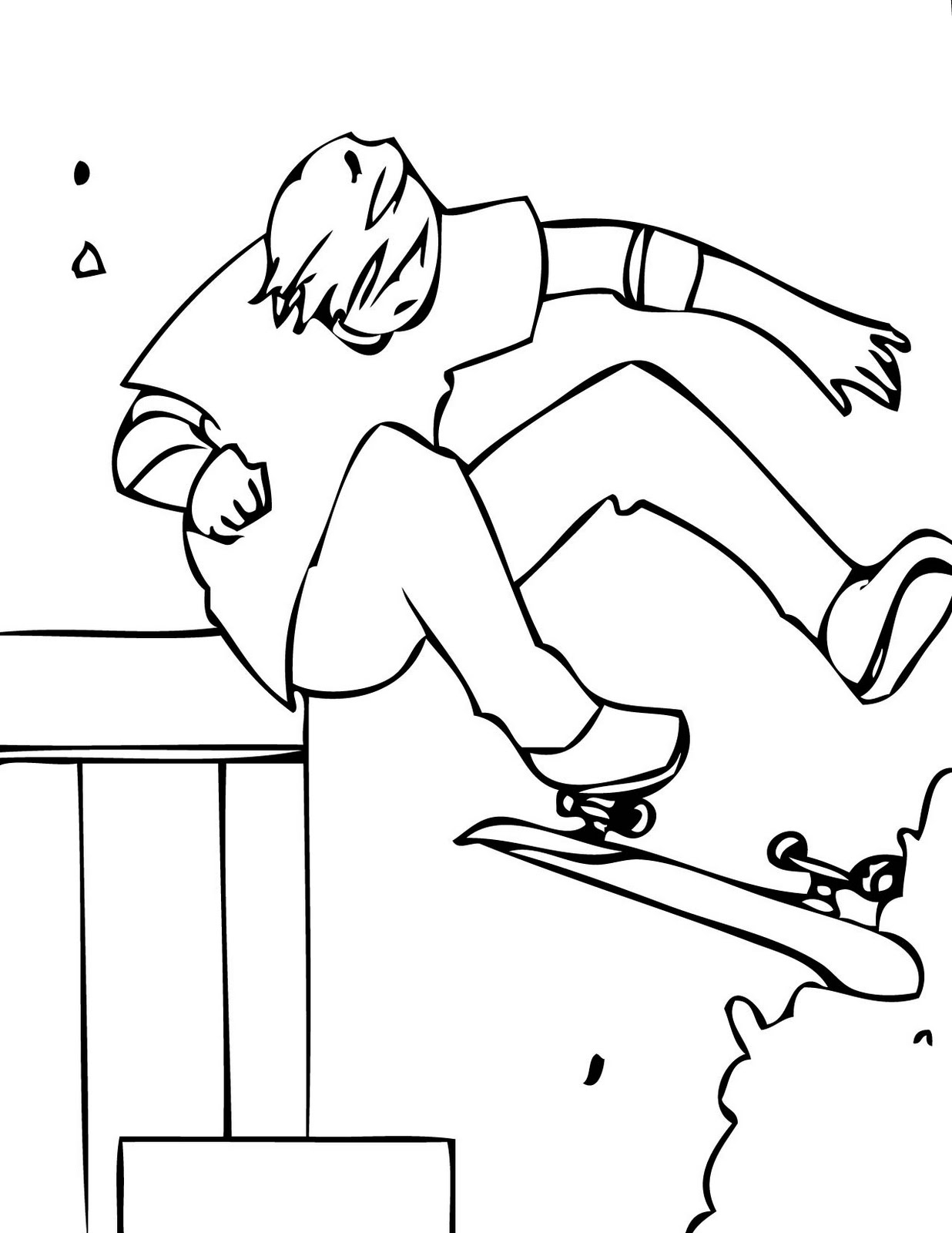 Coloriage d'un skateboard sur une planche à roulettes
