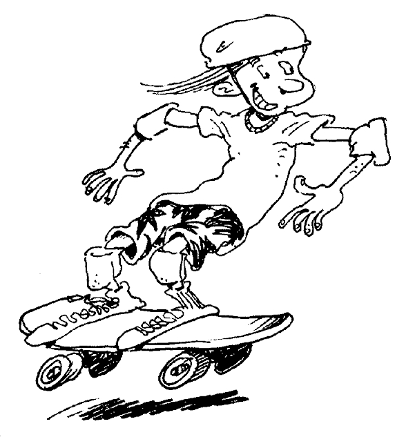 Coloriage d'un skateboard sur fond dynamique
