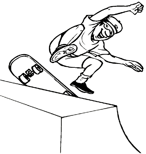 Coloriage d'un skateboard sur une surface plane