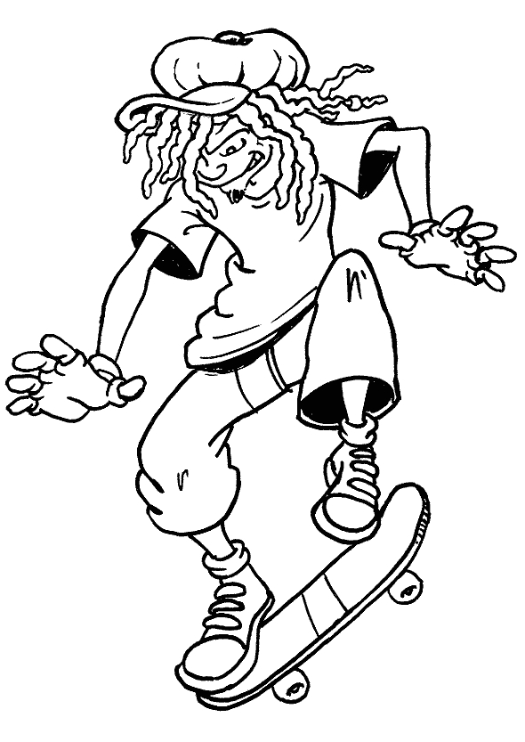 Coloriage d'un skateboard sur une surface plane