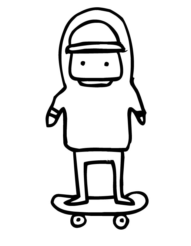 Coloriage d'une planche à roulettes sur fond de dynamisme urbain