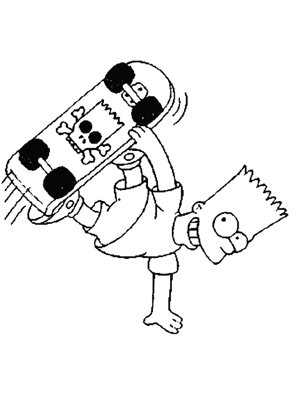 Coloriage d'un skateboard en pleine action sur un fond dynamique