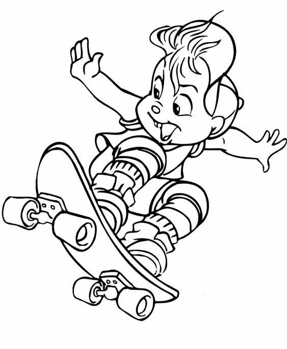 Coloriage d'un skateboard sur une planche à roulettes