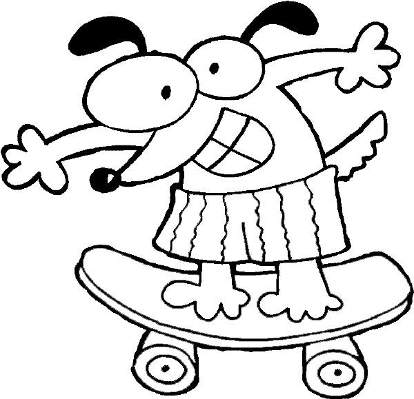 Coloriage d'une planche à roulettes sur fond dynamique