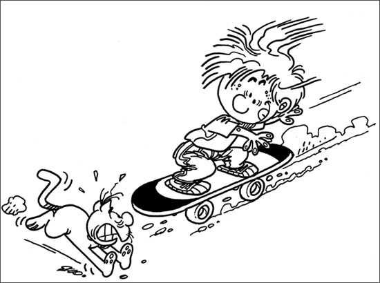Coloriage d'un skateboard sur une surface plane