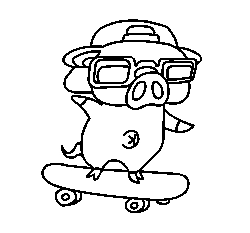Coloriage d'un skateboard en pleine action sur un fond dynamique