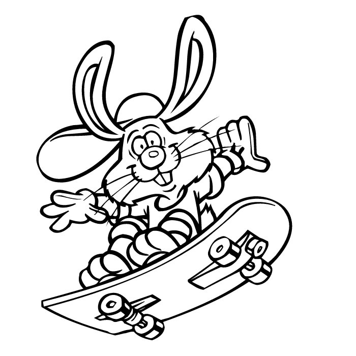 Coloriage d'un skateboard sur une planche à roulettes