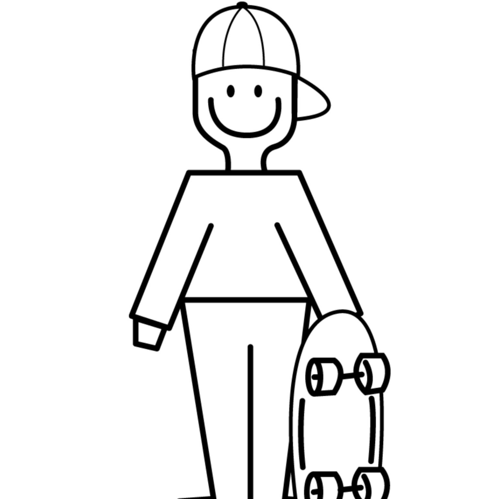 Coloriage d'un skateboard en pleine action sur un fond dynamique