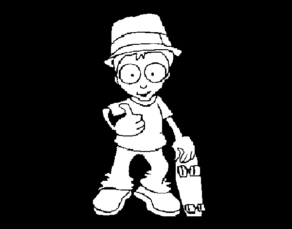 Coloriage d'un skateboard sur une surface plane