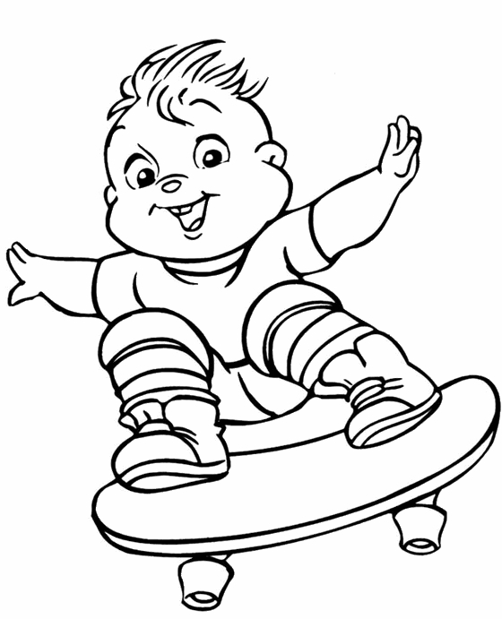 Coloriage d'une planche à roulettes stylisée sur fond simple