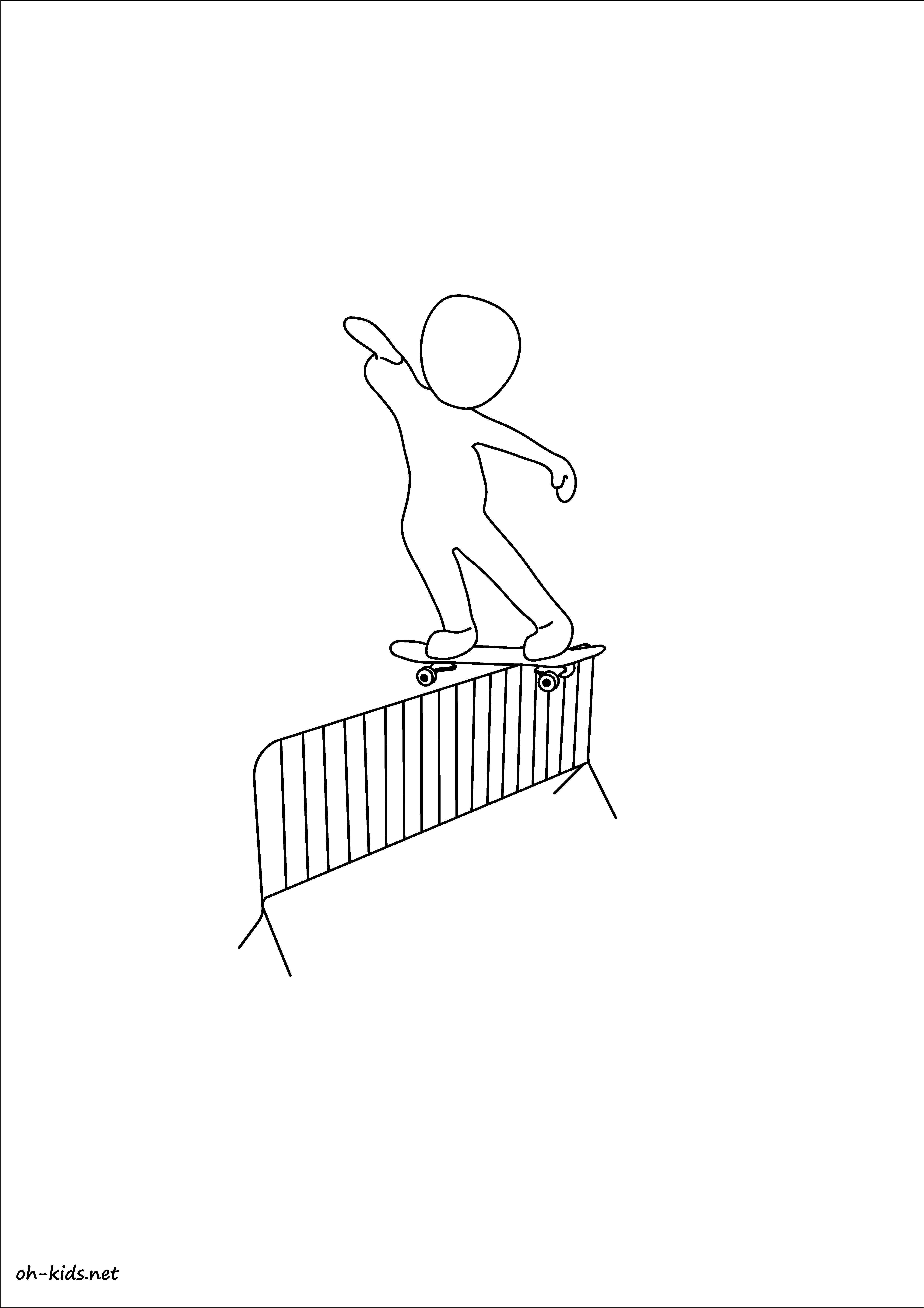 Coloriage d'un skateboard sur une planche à roulettes