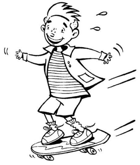 Coloriage d'un skateboard sur un fond simple