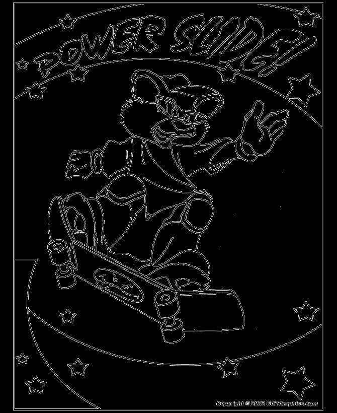 Coloriage d'un skateboard sur une surface plane