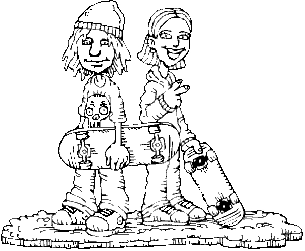 Coloriage d'un skateboard sur un fond dynamique