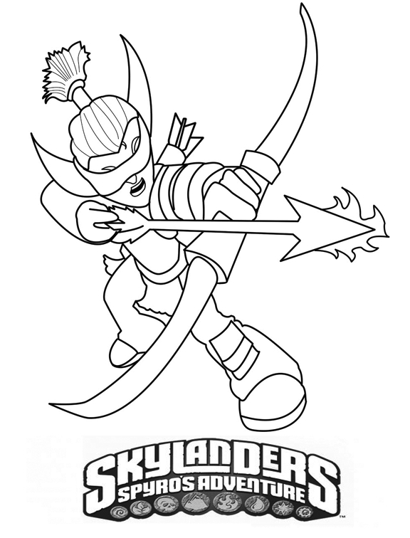 Coloriage de personnages Skylanders en pleine action dans un décor fantastique
