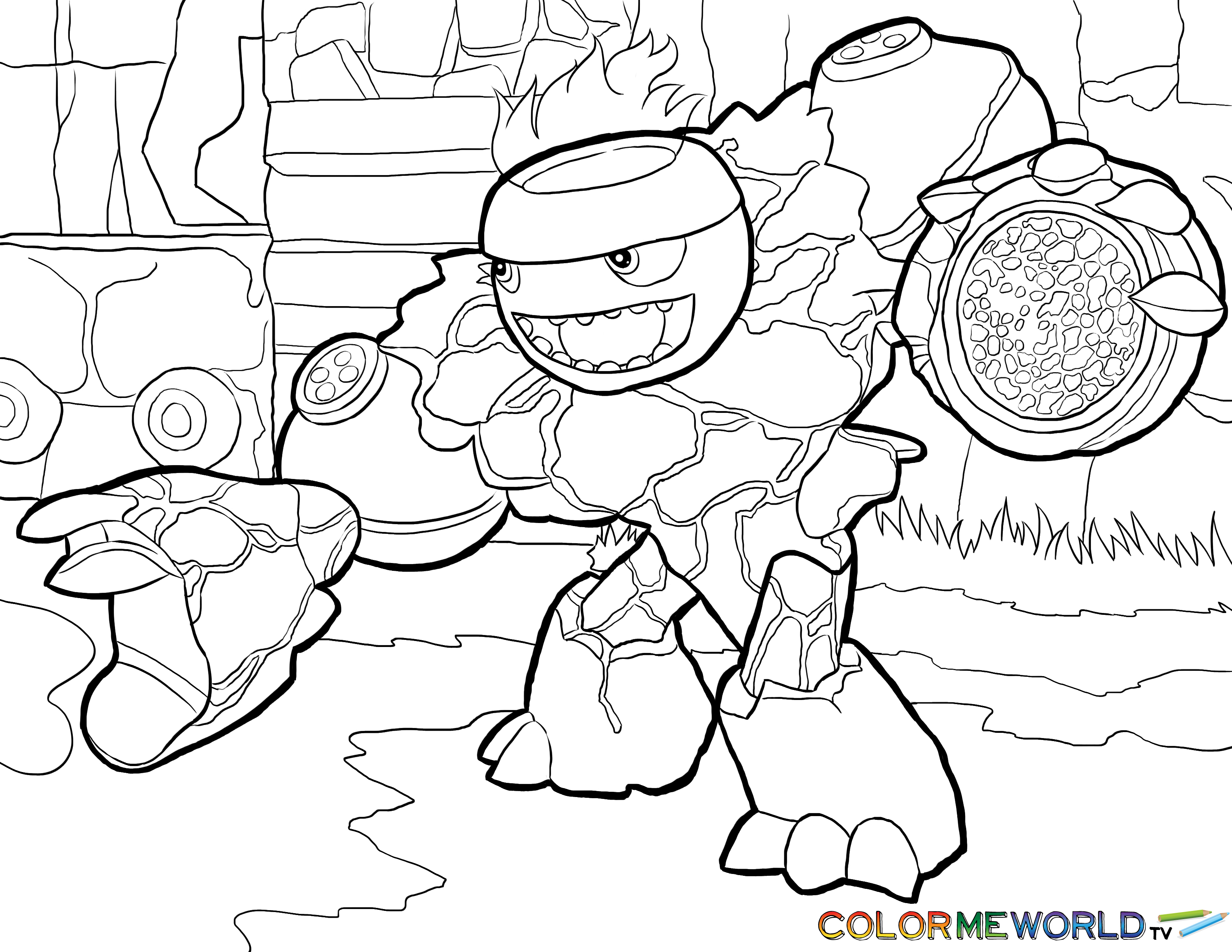 Personnages de Skylanders en pleine action dans un décor dynamique