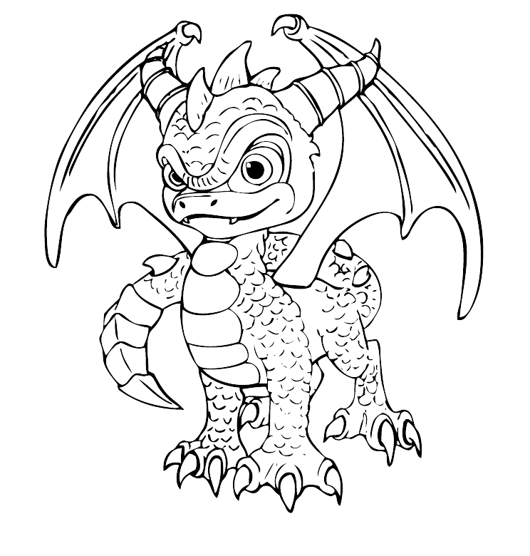 Coloriage de personnages de Skylanders en pleine action sur un fond dynamique