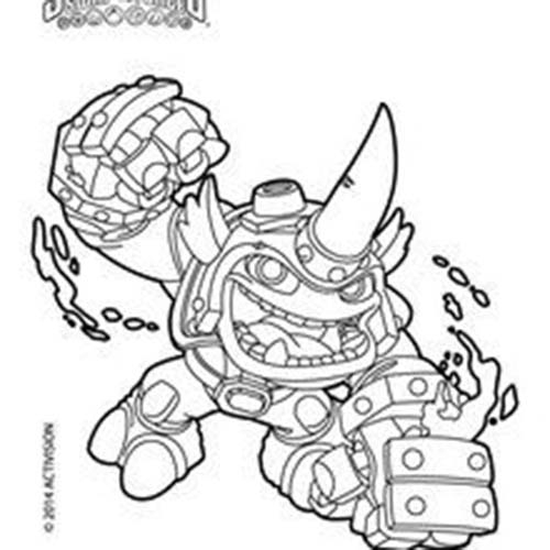 Coloriage de personnages de Skylanders en pleine action sur un fond d'aventure