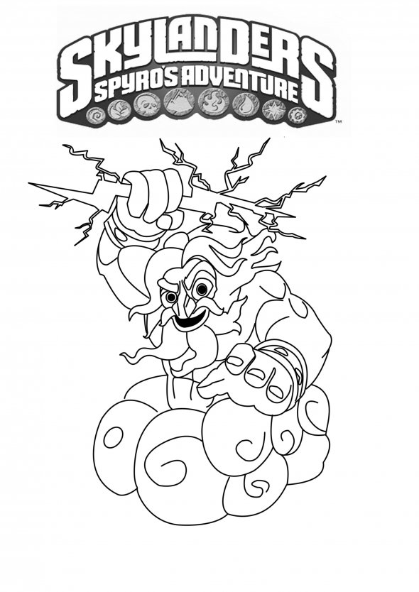 Coloriage de personnages Skylanders en pleine action sur un fond dynamique
