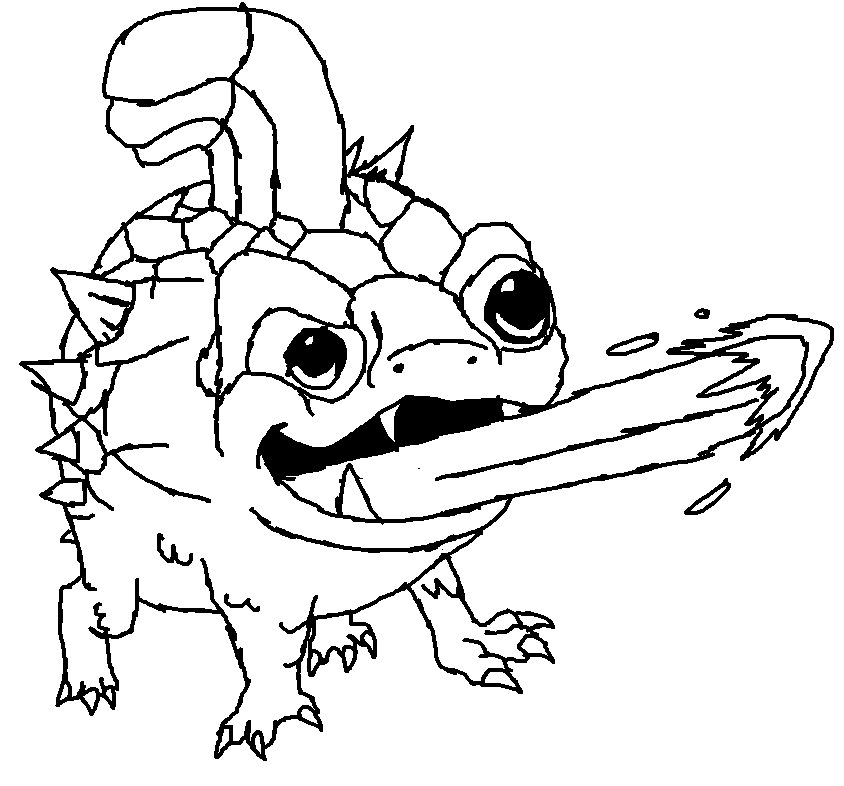 Coloriage de Skylanders en pleine action dans un décor fantastique