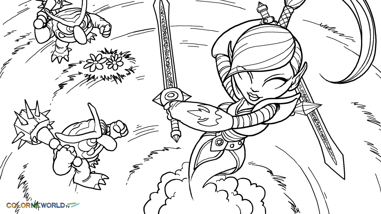 Personnages des Skylanders en pleine aventure dans un décor dynamique