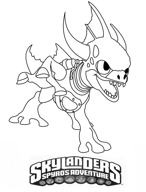 Coloriage de Skylanders avec un personnage en action sur un fond dynamique