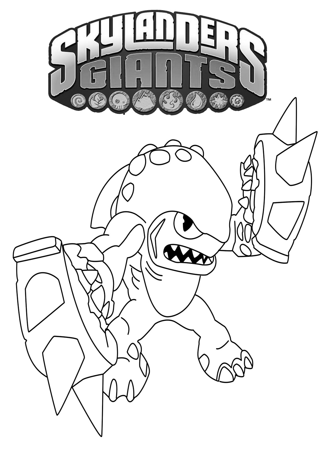 Coloriage de personnages Skylanders en action dans un décor dynamique
