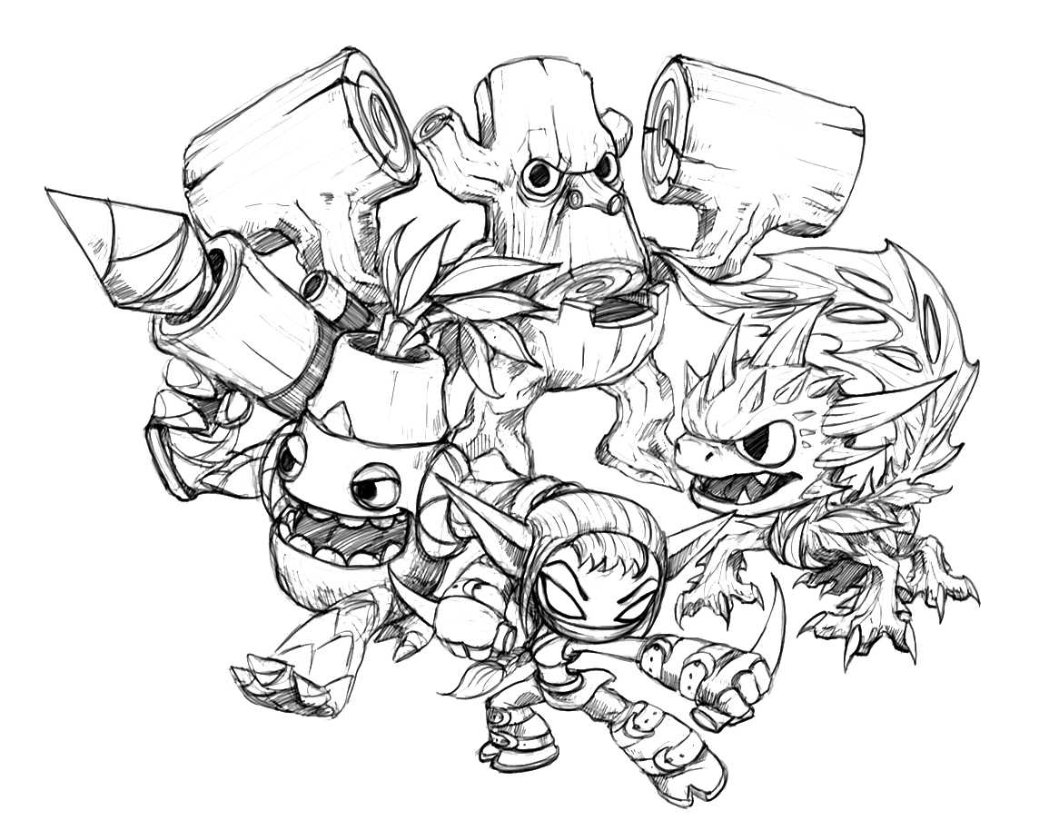 Personnages de Skylanders en pleine aventure dans un décor vibrant