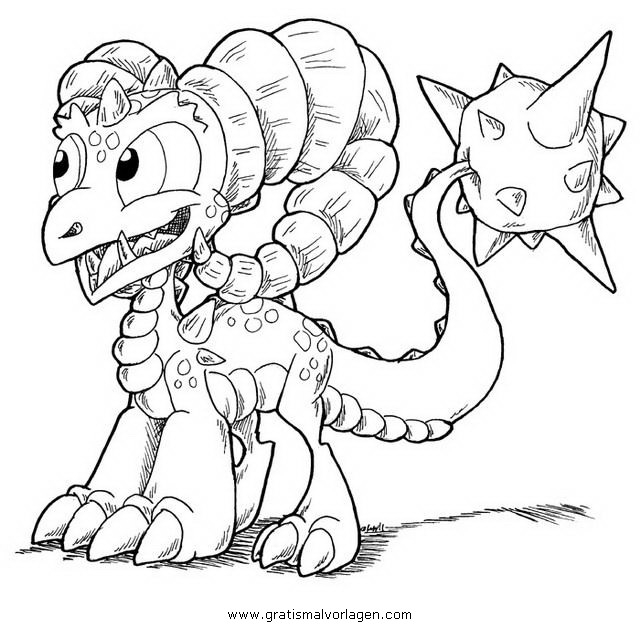 Coloriage de Skylanders en pleine bataille avec un décor dynamique