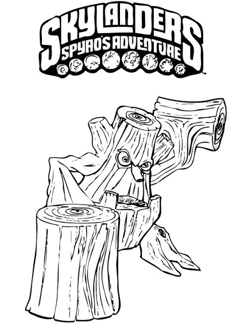 Coloriage d'un personnage de Skylanders en pleine action au milieu d'un décor dynamique