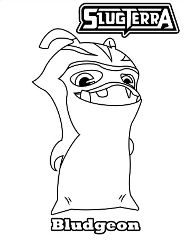 Coloriage d'un personnage de Slugterra en pleine action dans un décor futuriste