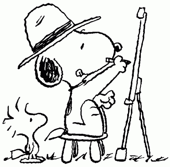 Snoopy se prélassant sur sa niche sous un ciel ensoleillé