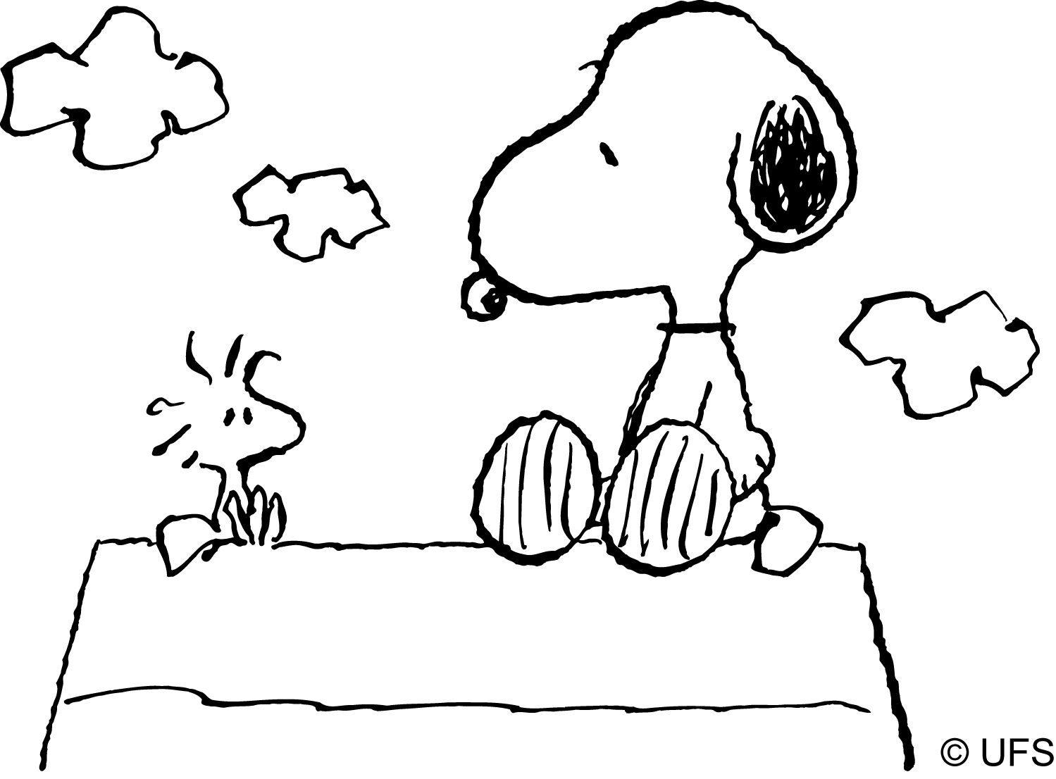 Snoopy en pleine sieste sur son doghouse