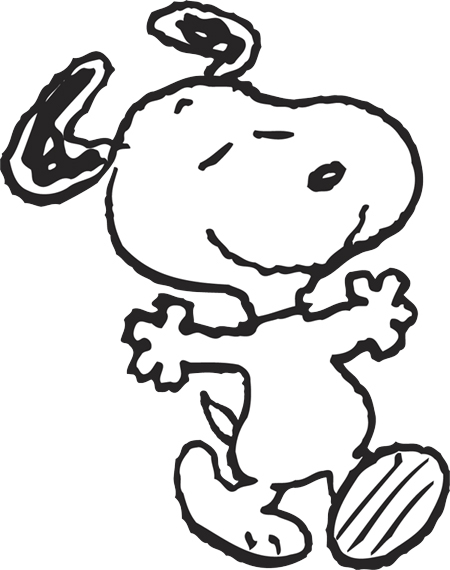 Snoopy se détend sur sa niche sous un ciel étoilé