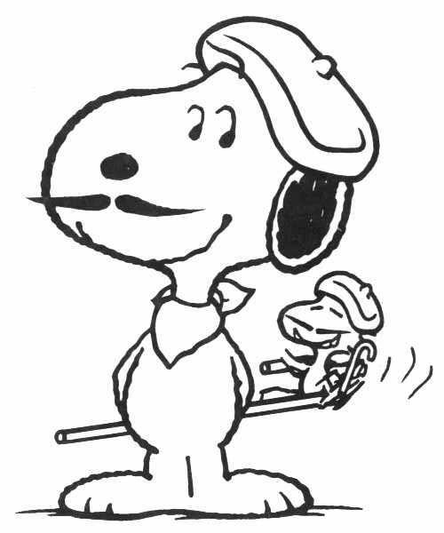 Snoopy en pleine réflexion sur son doghouse