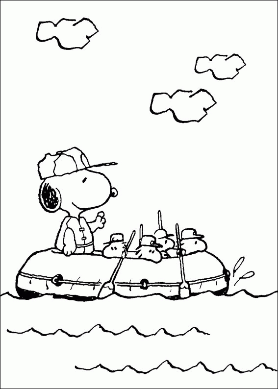 Snoopy en train de rêver sous un arbre