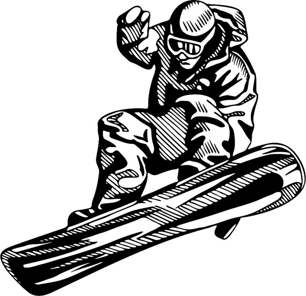 Coloriage d'un snowboardeur en pleine descente sur une piste enneigée