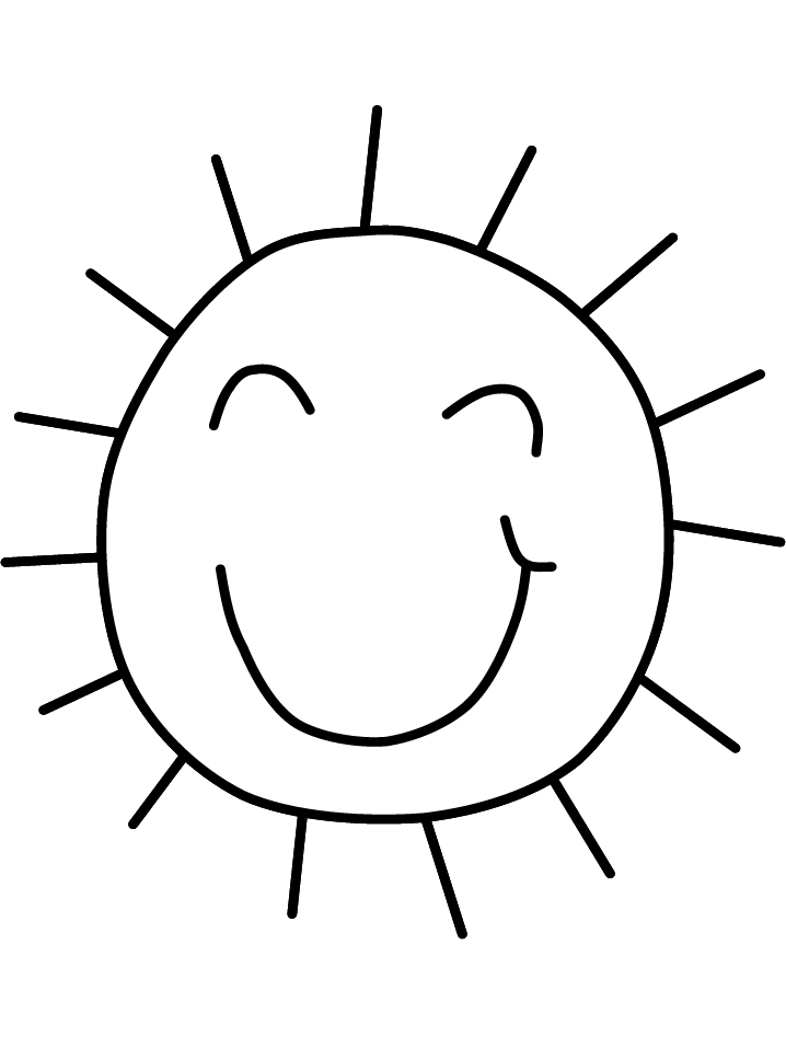 Coloriage d'un soleil souriant entouré de rayons joyeux