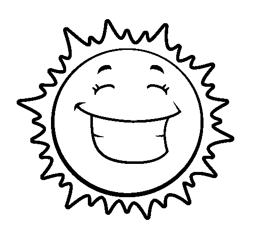 Coloriage d'un soleil souriant entouré de rayons joyeux