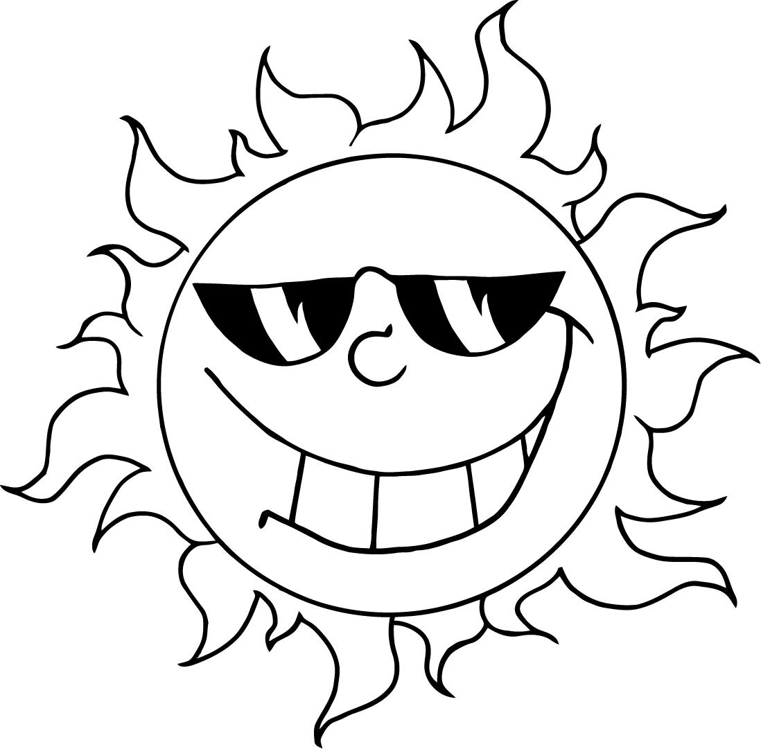 Coloriage d'un soleil radieux entouré de nuages