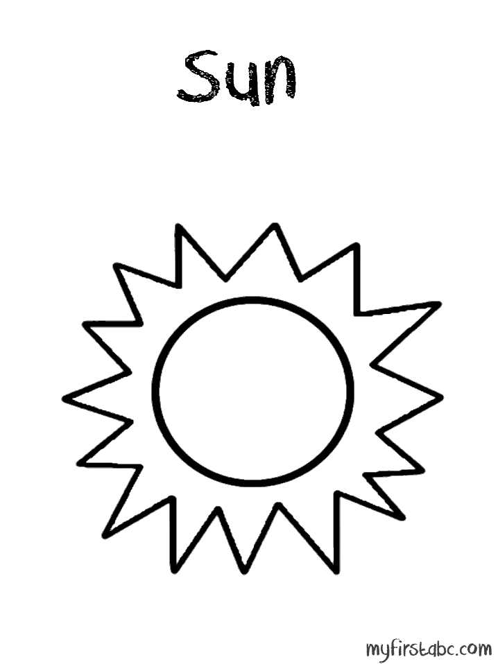 Coloriage d'un soleil souriant entouré de rayons lumineux