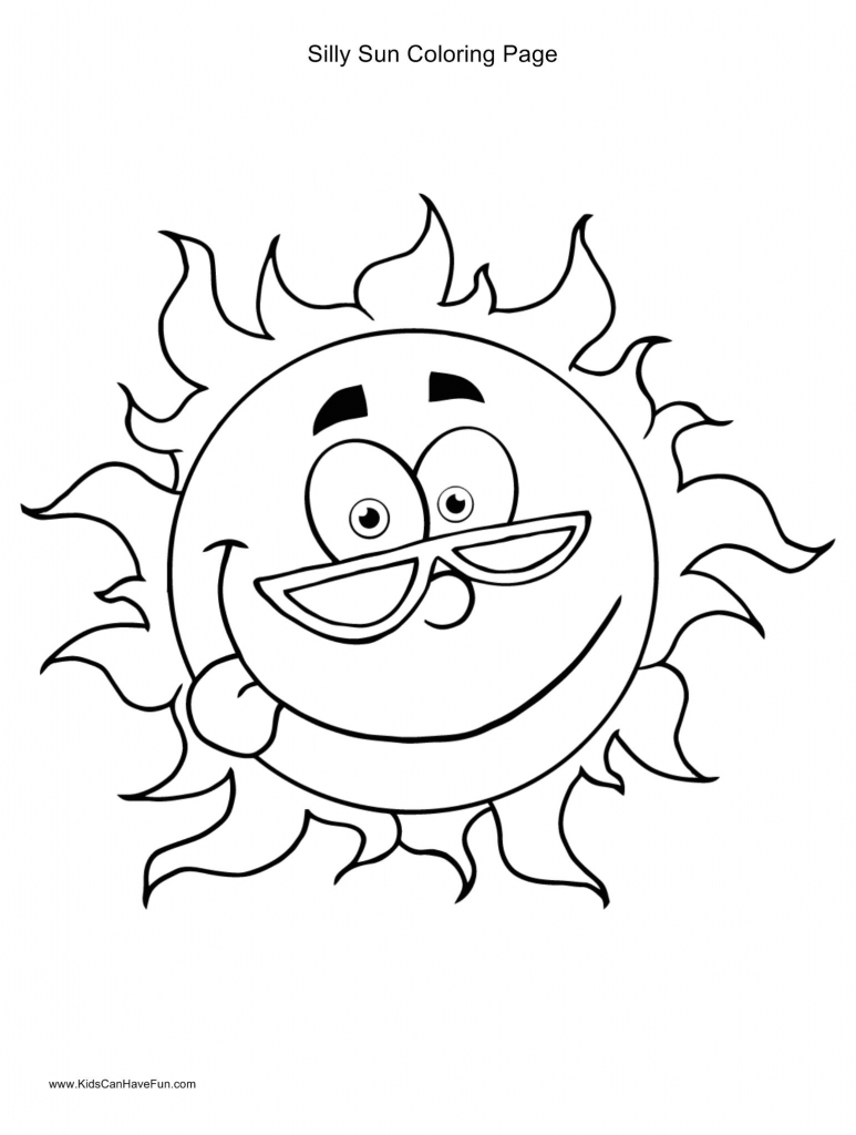 Coloriage d'un soleil souriant entouré de rayons ensoleillés